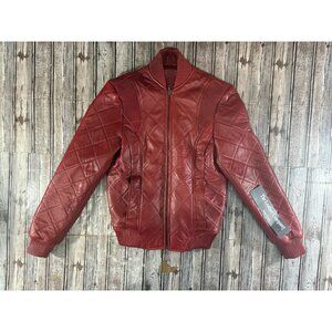 The Leather Company Leather Quilted Jacket Size L color Red NWT vintage Y2K